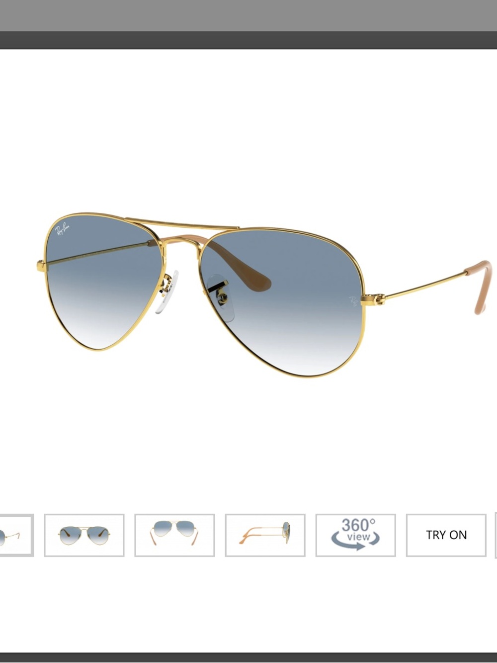 Ray-Ban Gold Frame Aviator Sunglasses with Blue Gradient Lenses